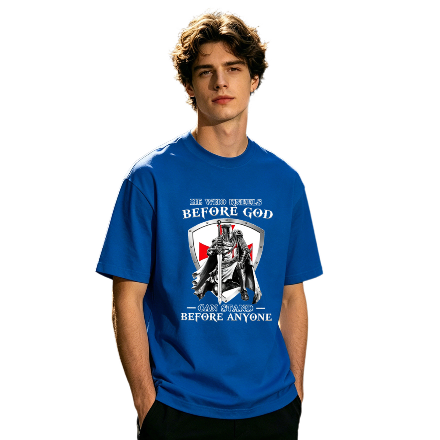 Men's Knight Templar Christian Faith Inspirational Quote Graphic T-Shirt
