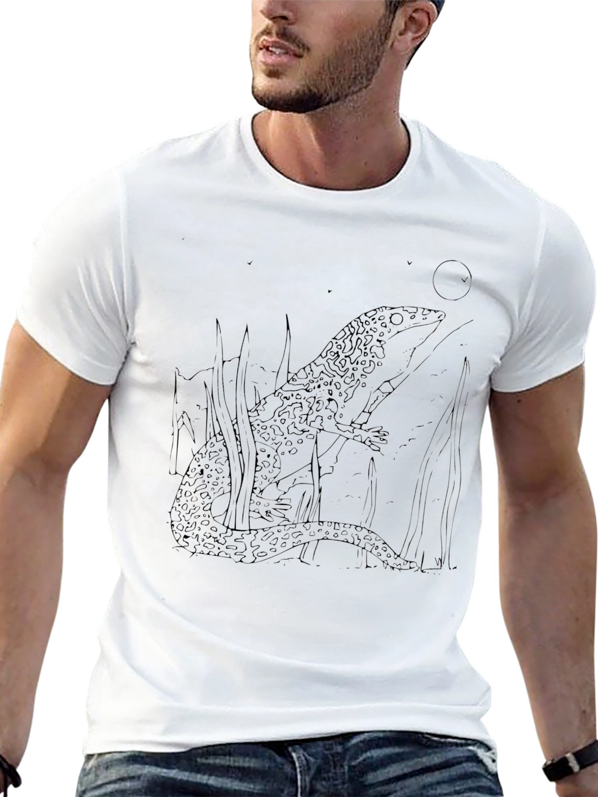 Lizard Graphic Tee - Black Cotton T-Shirt
