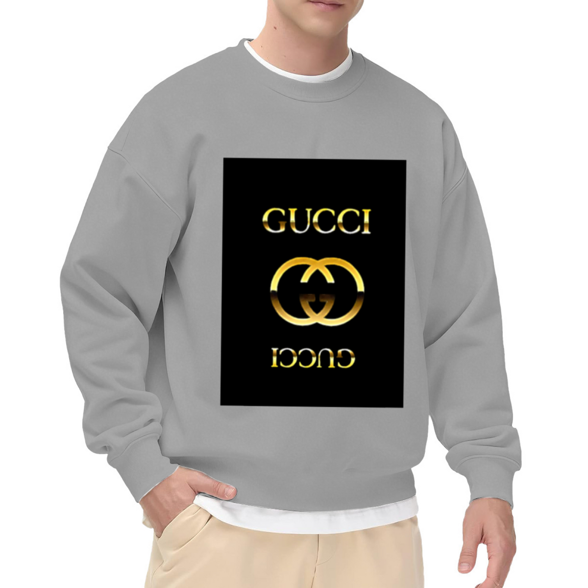 Funny Reverse Luxury Logo Parody Streetwear Crewneck Sweatshirt