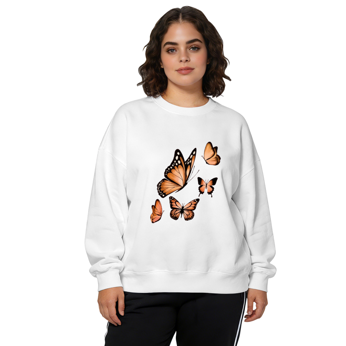 Vivid Monarch Butterfly Cluster Art Crewneck Sweatshirt