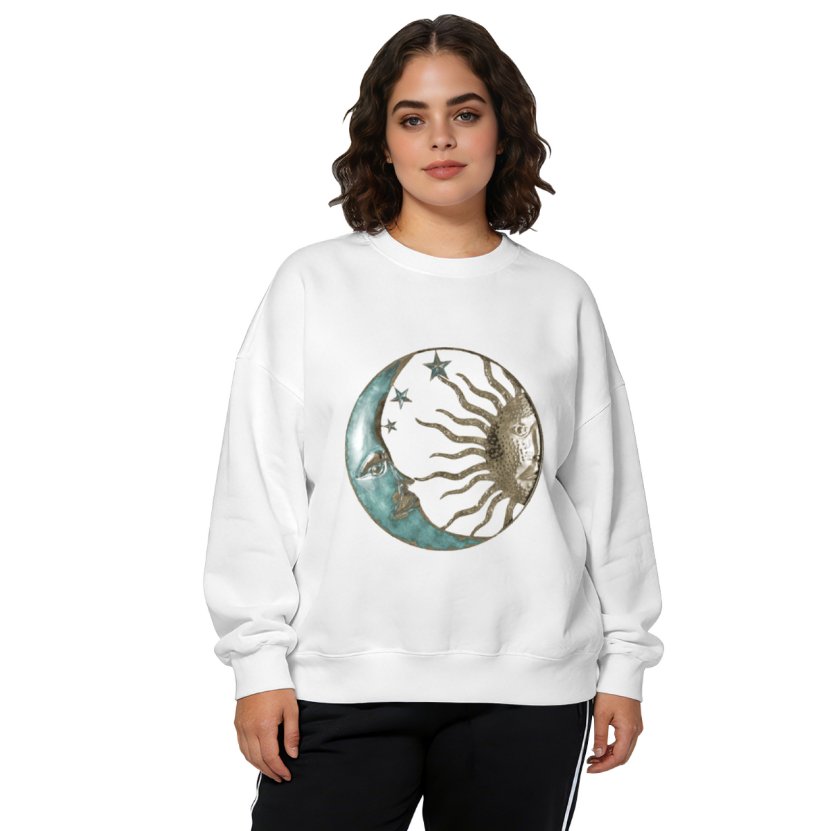 Vintage Celestial Sun Moon And Stars Boho Crewneck Sweatshirt