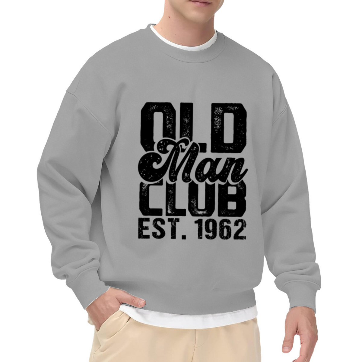 Old Man Club Est 1962 Vintage Distressed Birthday Crewneck Sweatshirt