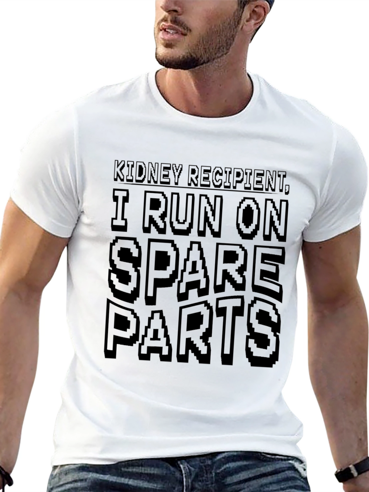 Kidney Recipient I Run on Spare Parts Black T-Shirt