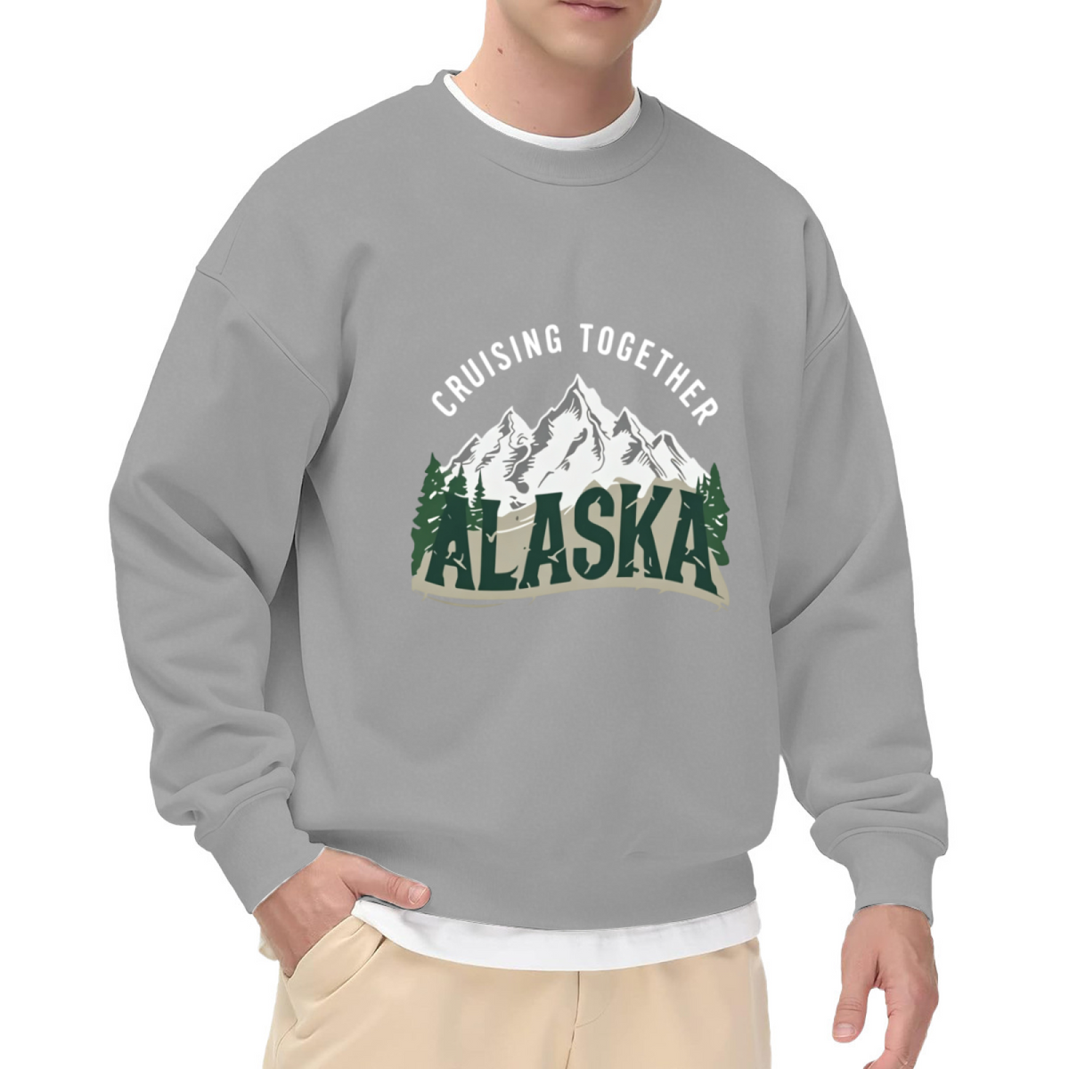 Alaska Mountain Cruising Together Outdoor Crewneck Sweatshirt