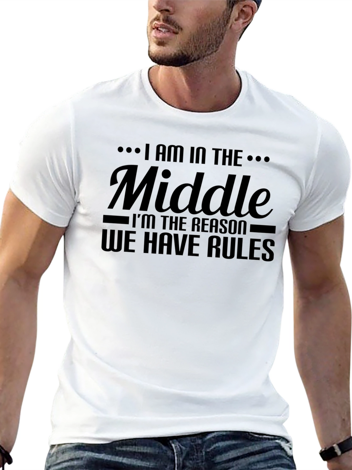 I AM IN THE MIDDLE Funny Graphic Tee