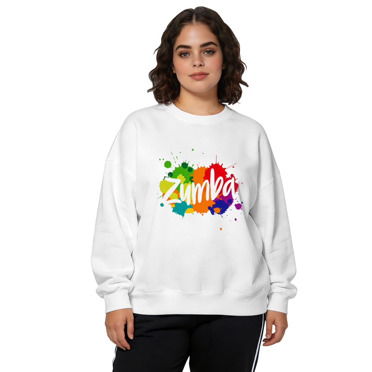 Zumba Colorful Paint?Splash Dance Vibe Crewneck Sweatshirt