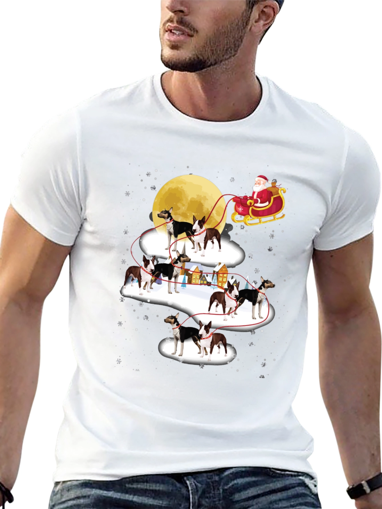 Christmas Dog Sled T-Shirt Santa Claus Holiday