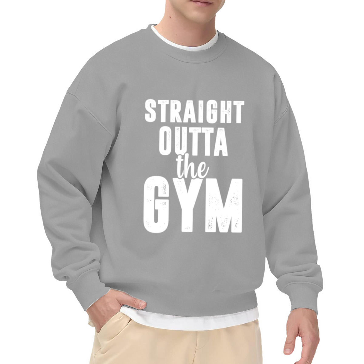 Straight Outta The Gym Fitness Workout Enthusiast Typography Crewneck Sweatshirt