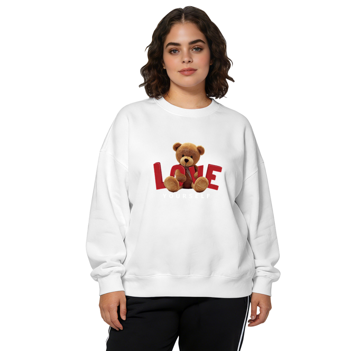 Teddy Bear Love Yourself Self?Care Theme Crewneck Sweatshirt