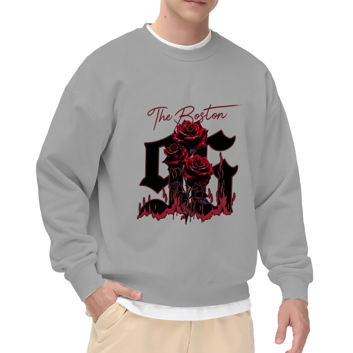 The Boston Blood Drip Red Rose Graphic Sweatshirt