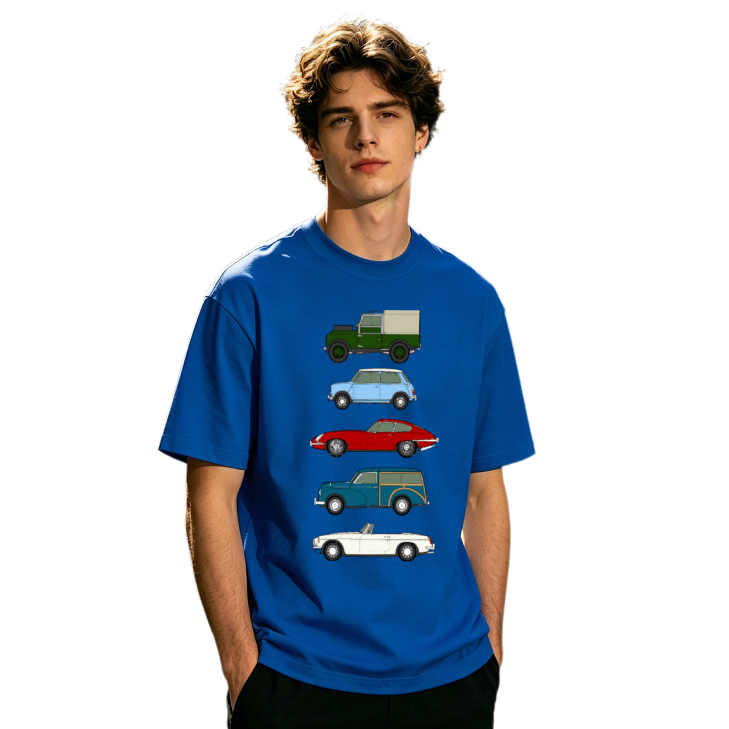 Men's Classic Vintage British Retro Cars Collection Graphic Tee