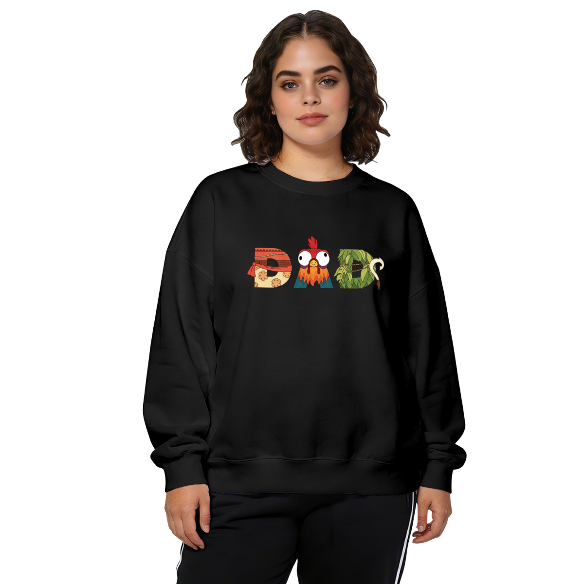 Tropical Rooster DAD Letter Art Crewneck Sweatshirt