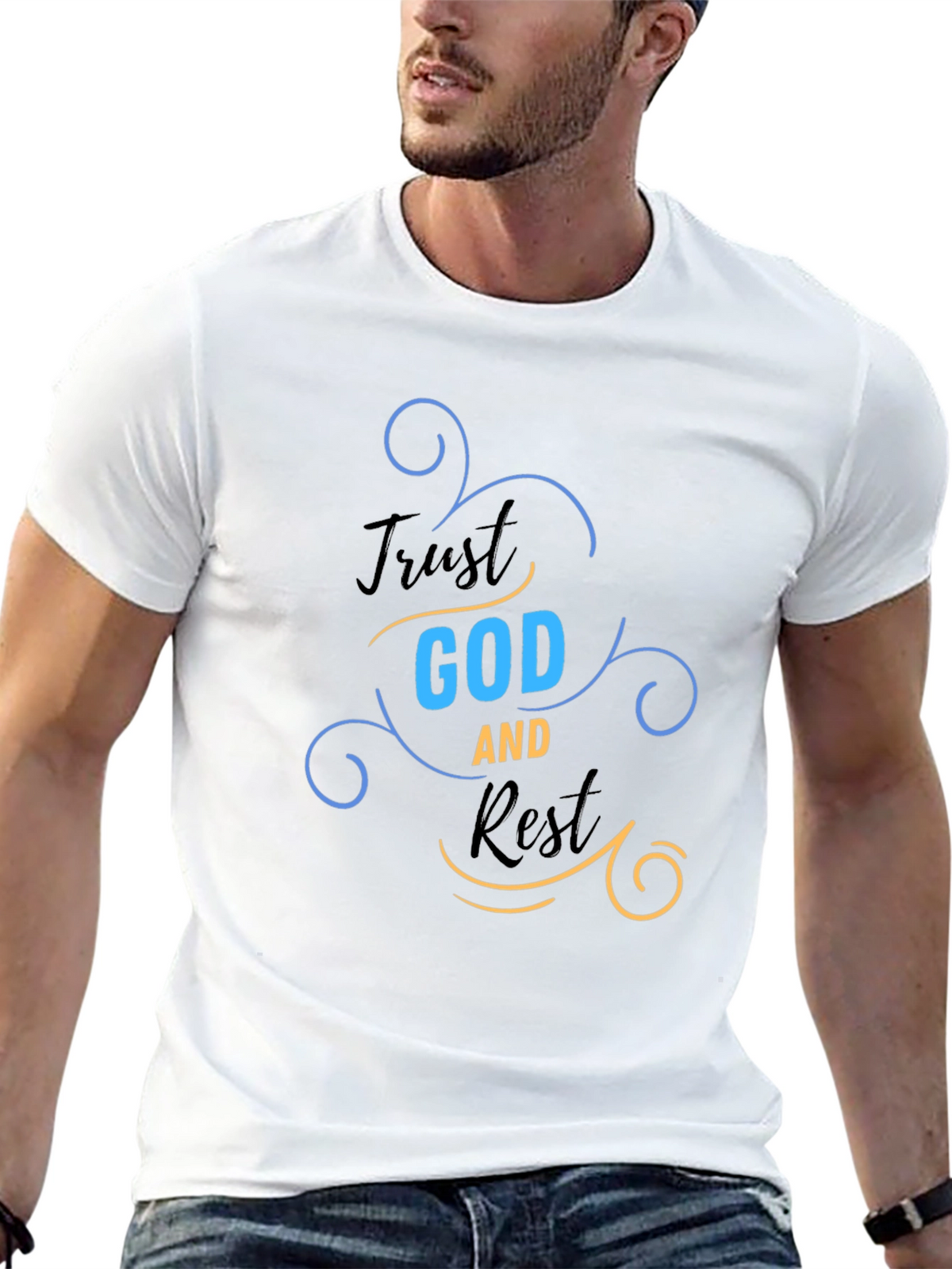 Trust God and Rest Graphic T-Shirt - Religious Apparel
