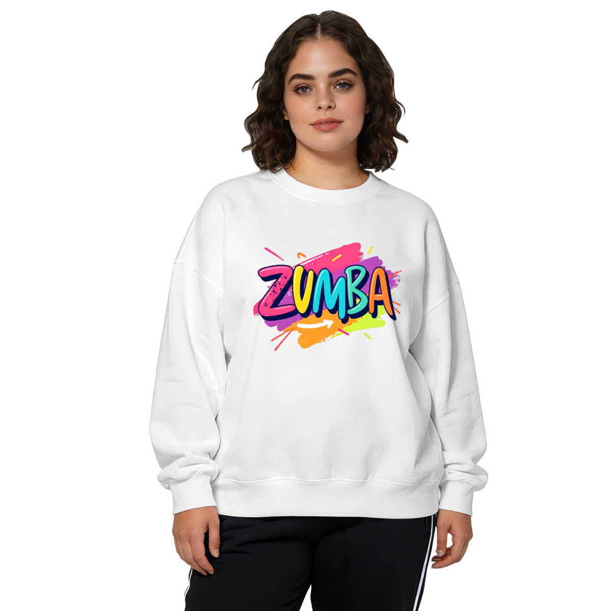 Vibrant Zumba Dance Color Splash Art Crewneck Sweatshirt