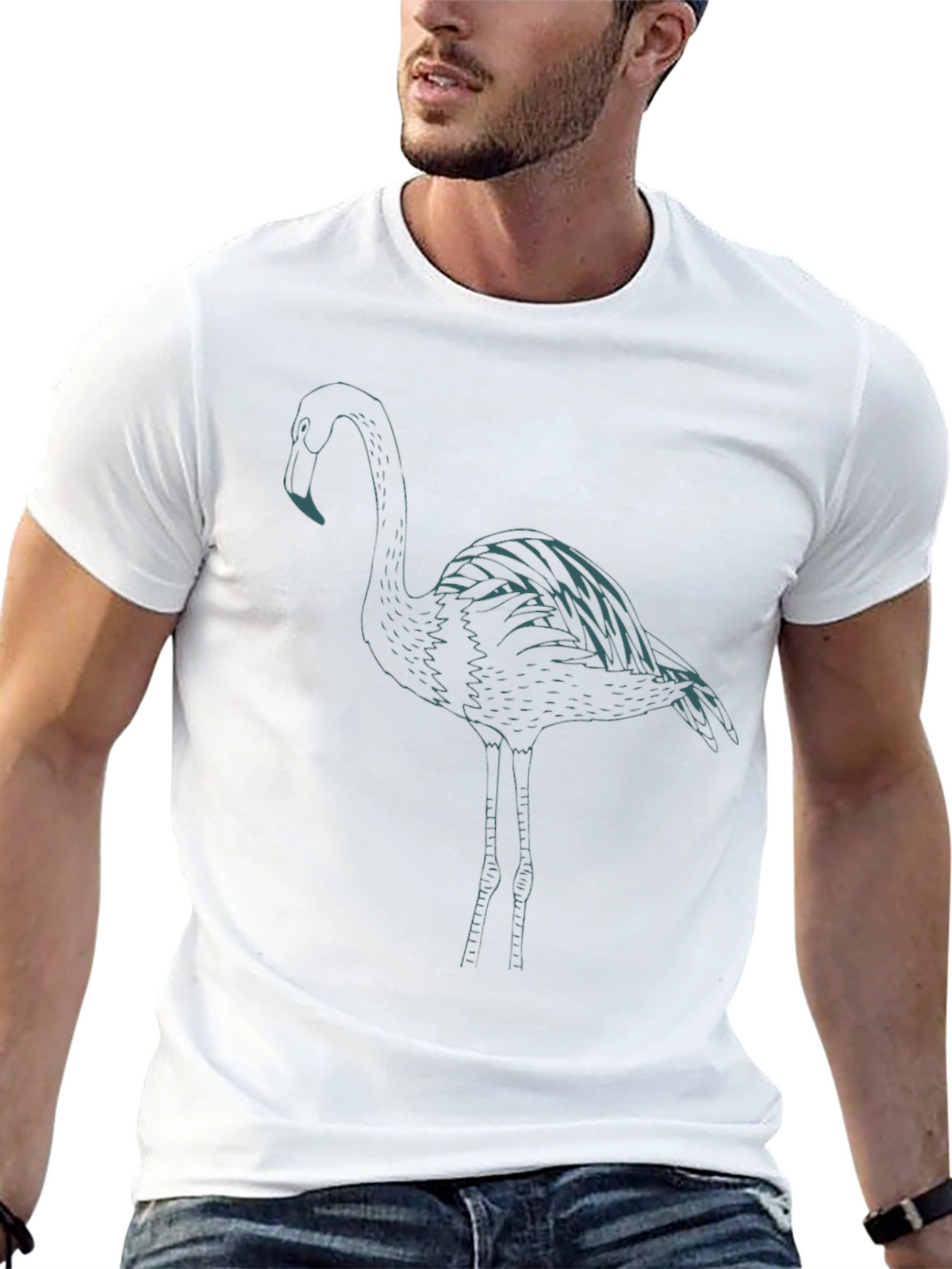 Flamingo Graphic Tee - Black Casual T-Shirt