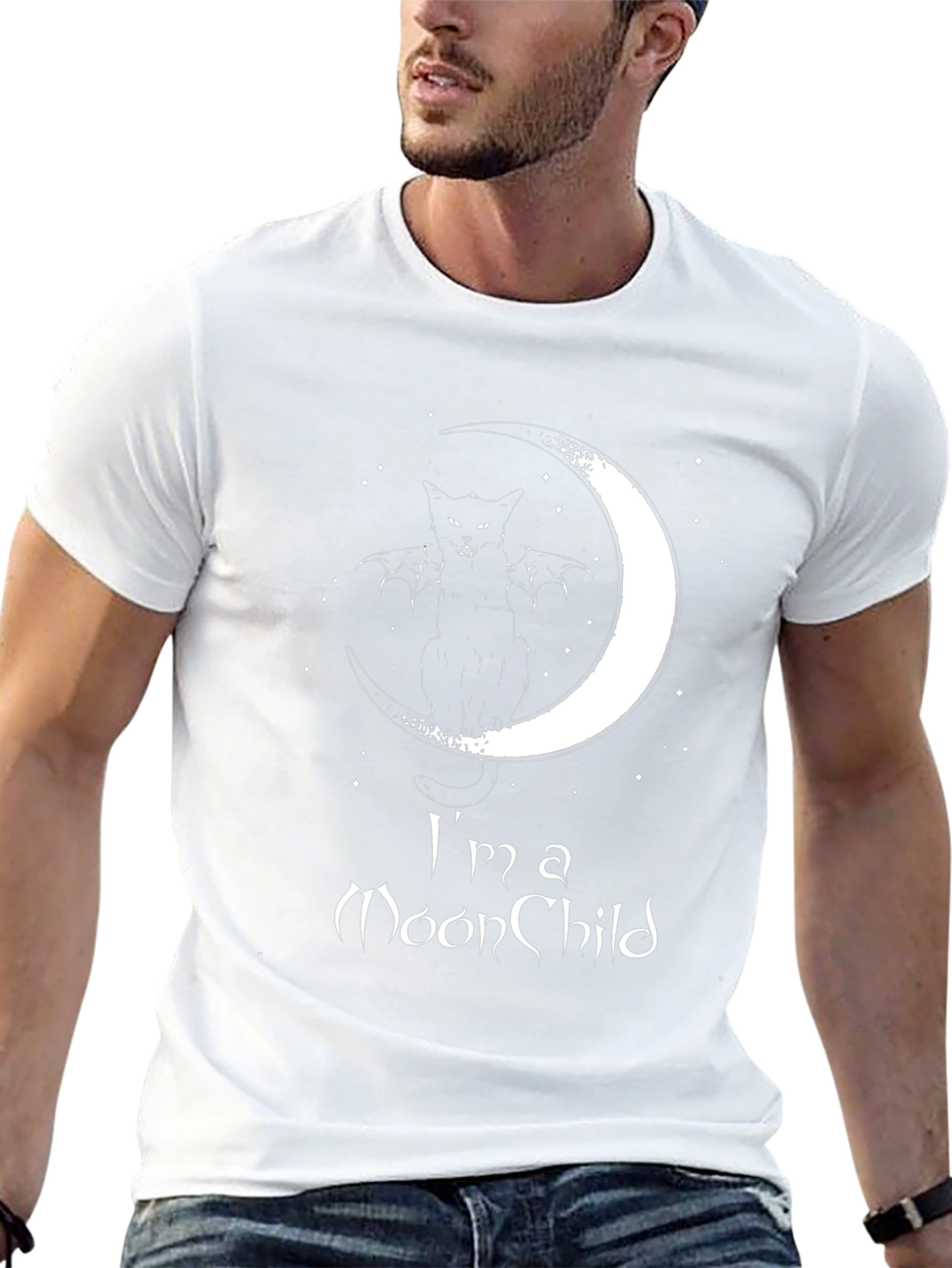 Moon Child Graphic T-Shirt - Black Cotton Tee