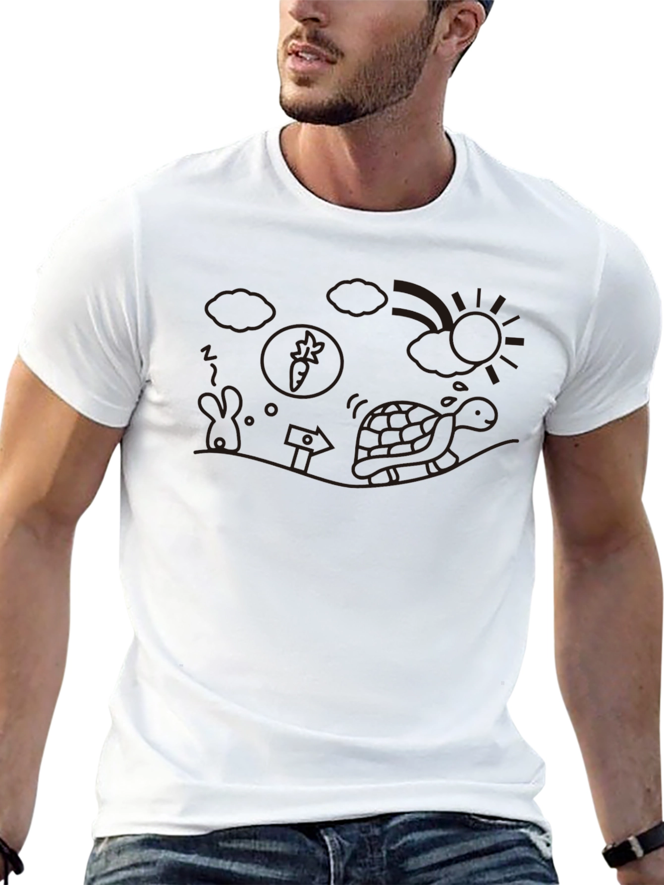 Whimsical Turtle Graphic Tee - Casual Black T-Shirt