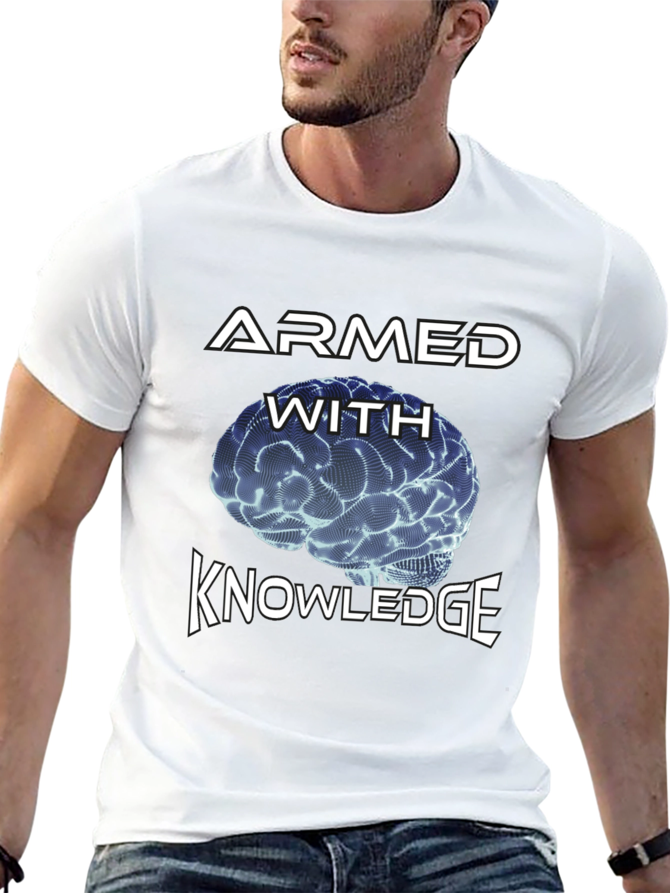 Armed With Knowledge Brain Graphic Tee