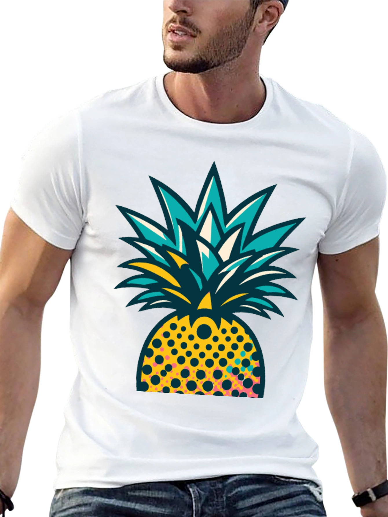 Pineapple Graphic Black T-Shirt - Tropical Design