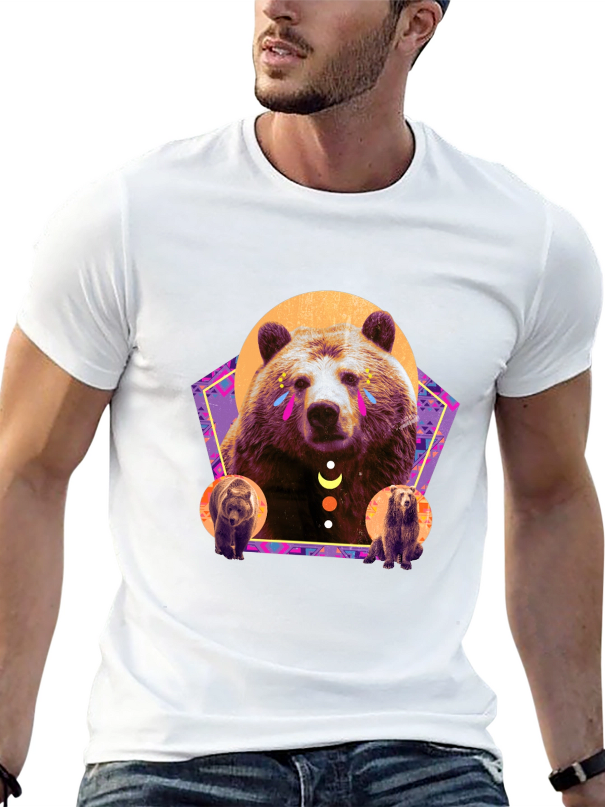 Bear Graphic T-Shirt - Stylish Mens Black Tee