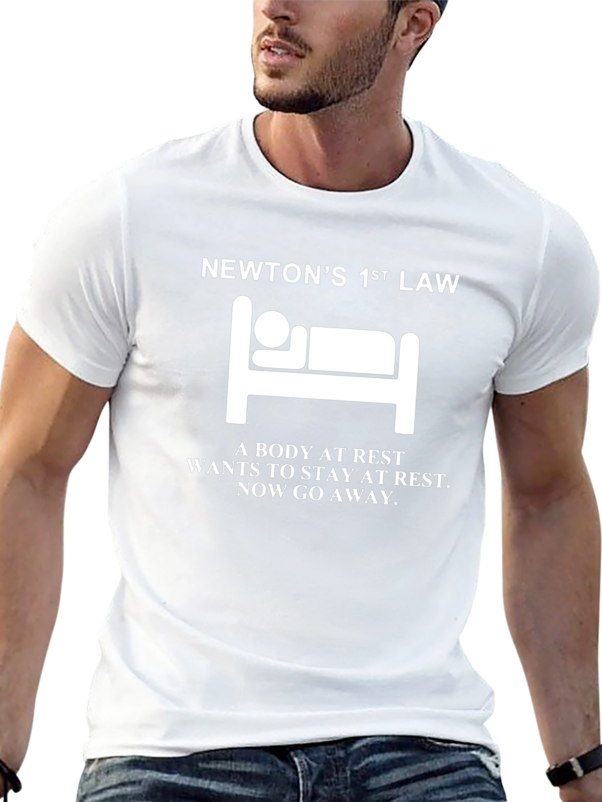 Newtons 1st Law T-Shirt - Body At Rest Design