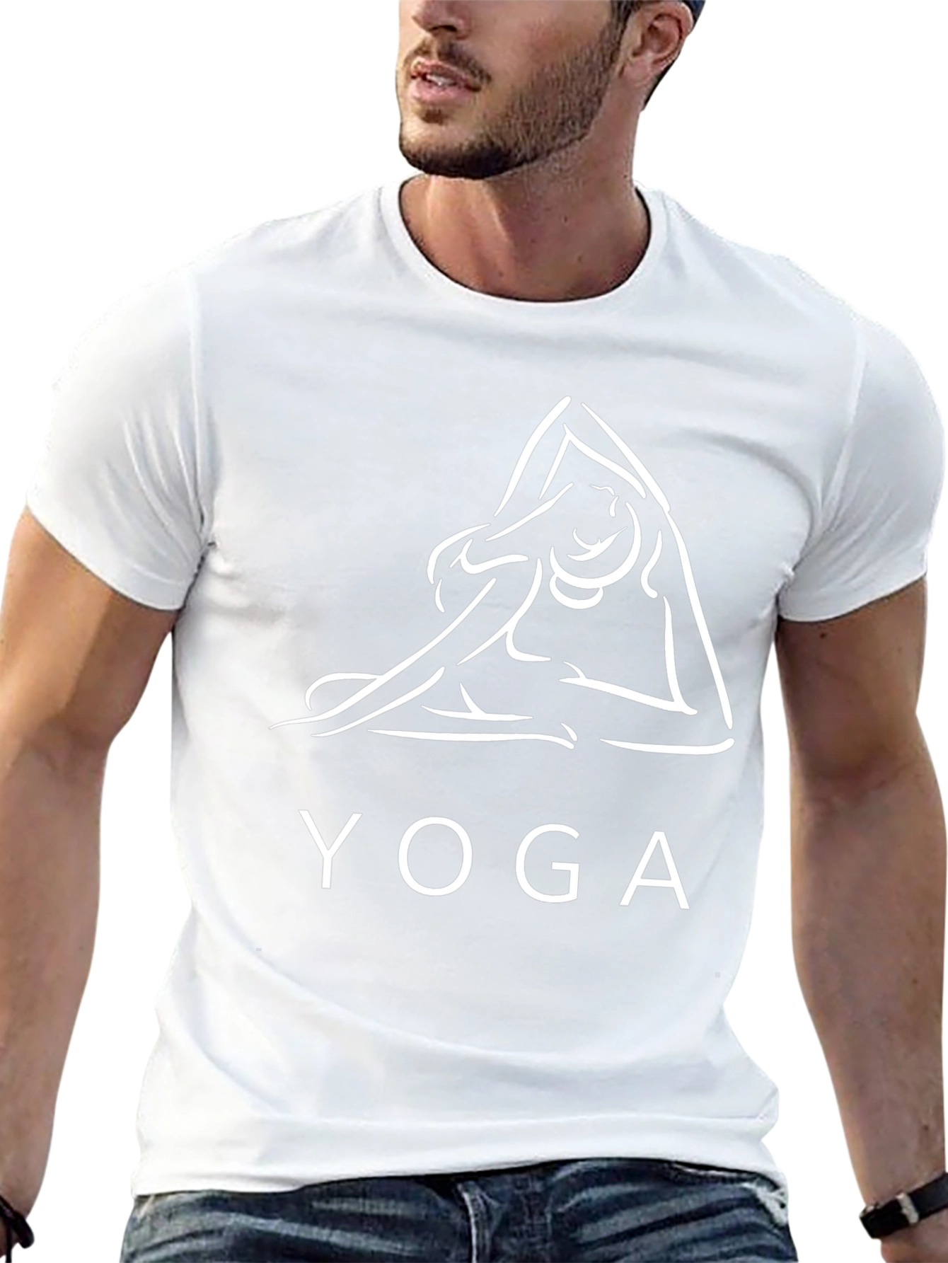 Yoga Pose Graphic Tee - Black Cotton Comfort