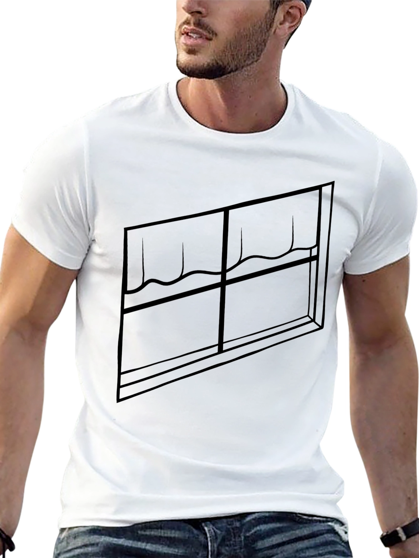 Window Graphic Black T-Shirt | Modern Streetwear