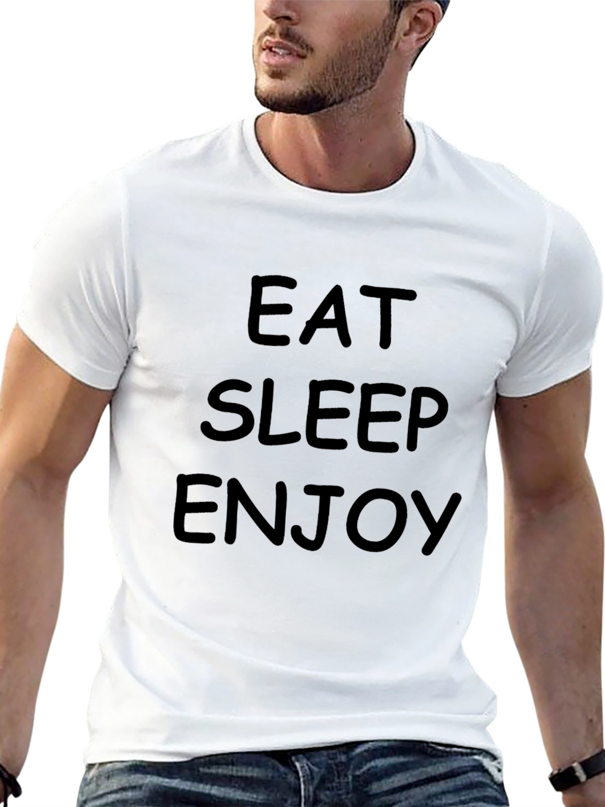 Eat Sleep Enjoy Mens Black T-Shirt