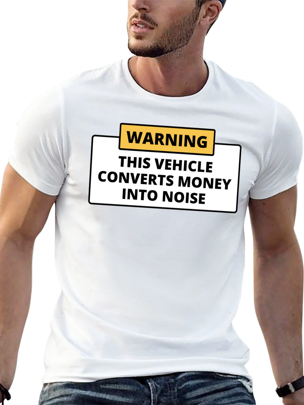Warning Vehicle Converts Money to Noise Black T-Shirt