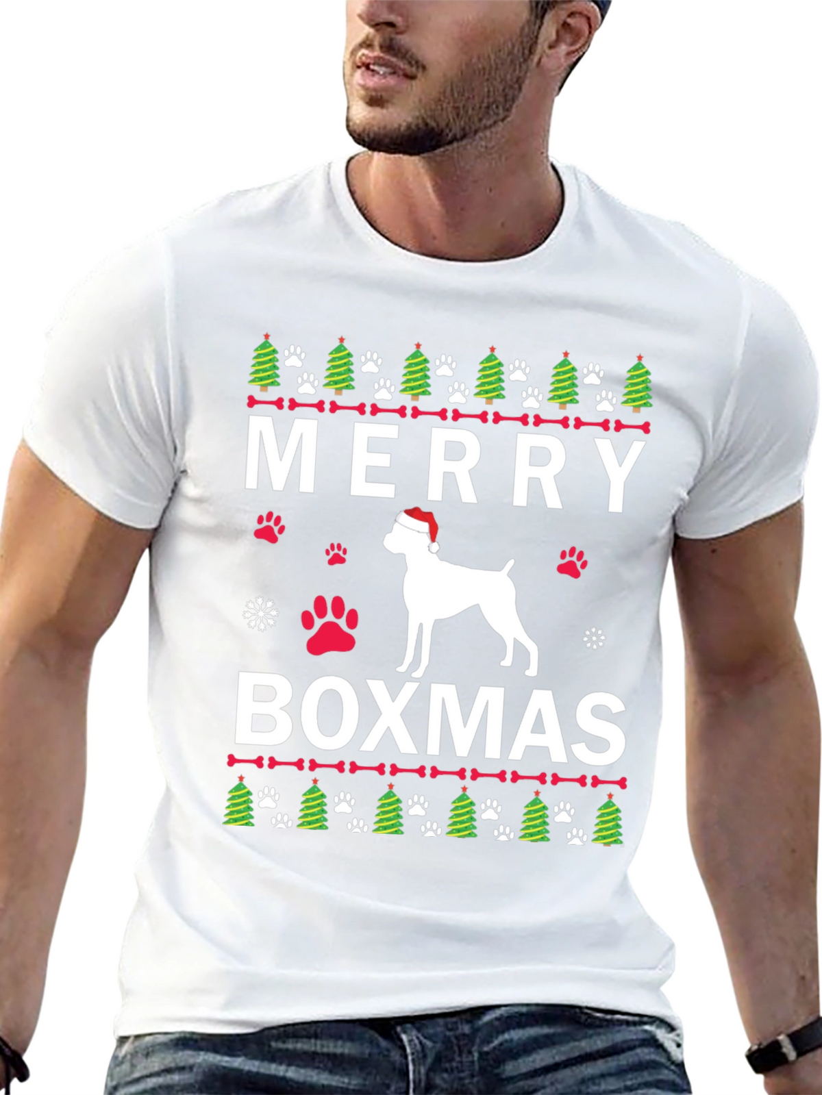 Merry Boxmas Dog Christmas T-Shirt
