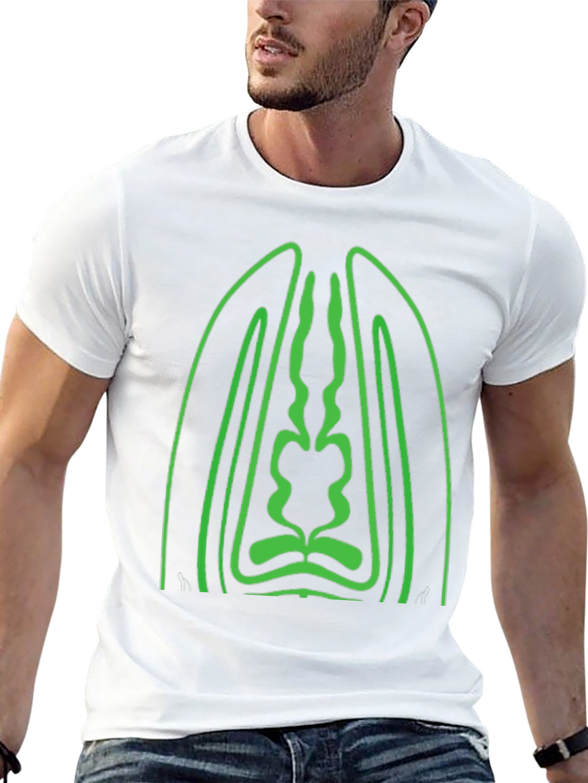 Geometric Green Graphic Black T-Shirt