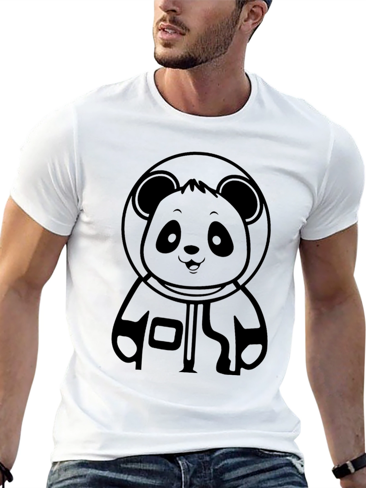 Panda Astronaut Black Graphic Tee