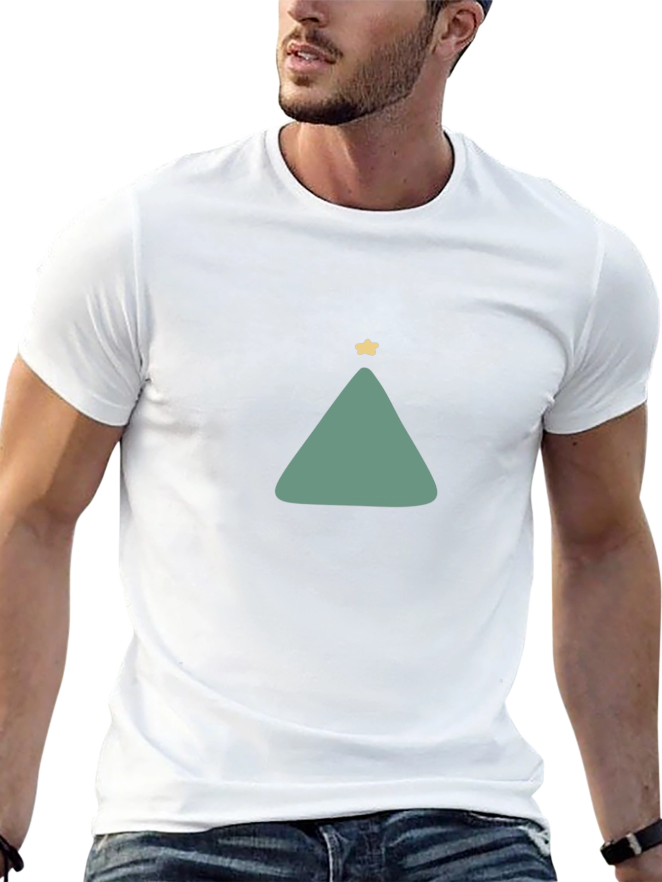 Minimalist Christmas Tree Graphic Tee - Black