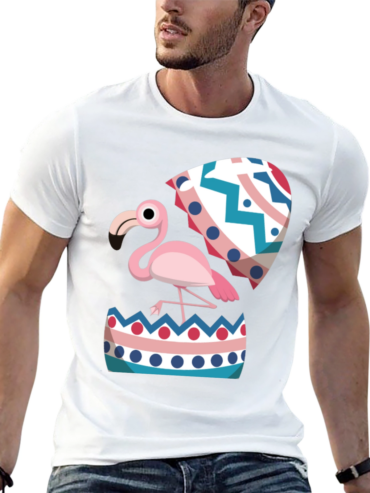 Flamingo Hatching Easter Egg Graphic Tee