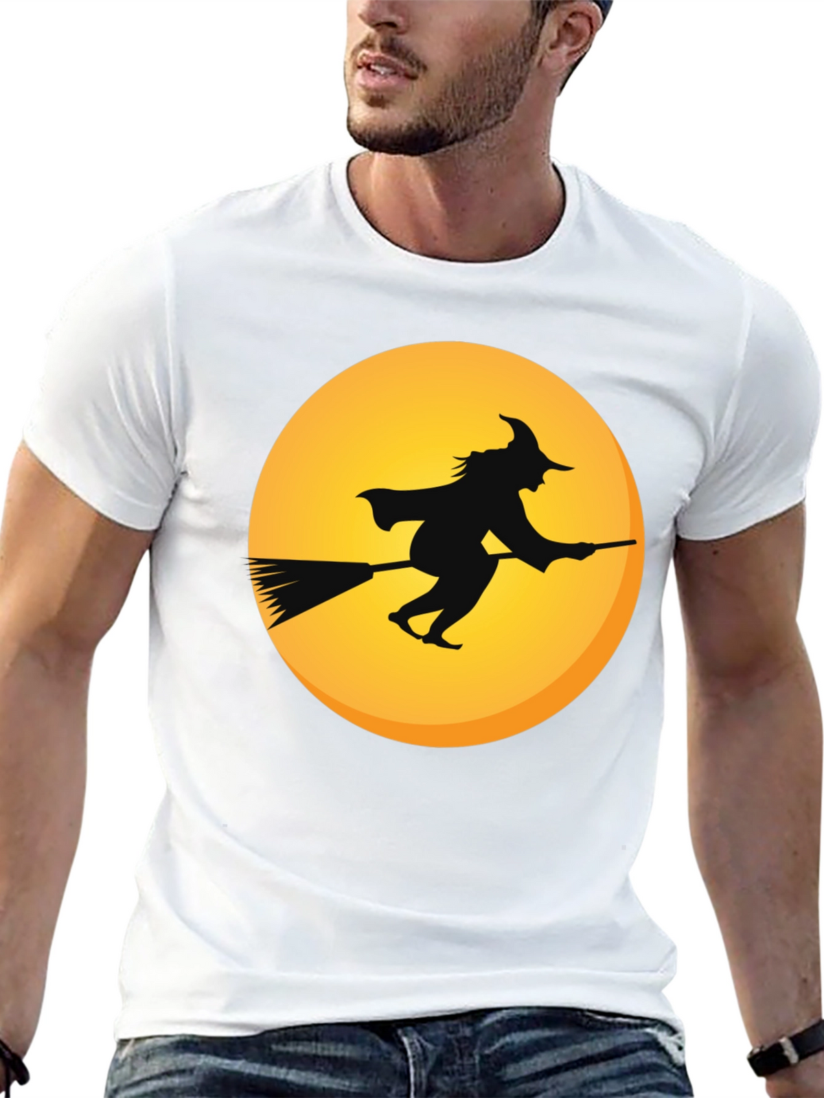 Witch on Broomstick T-Shirt - Halloween Apparel
