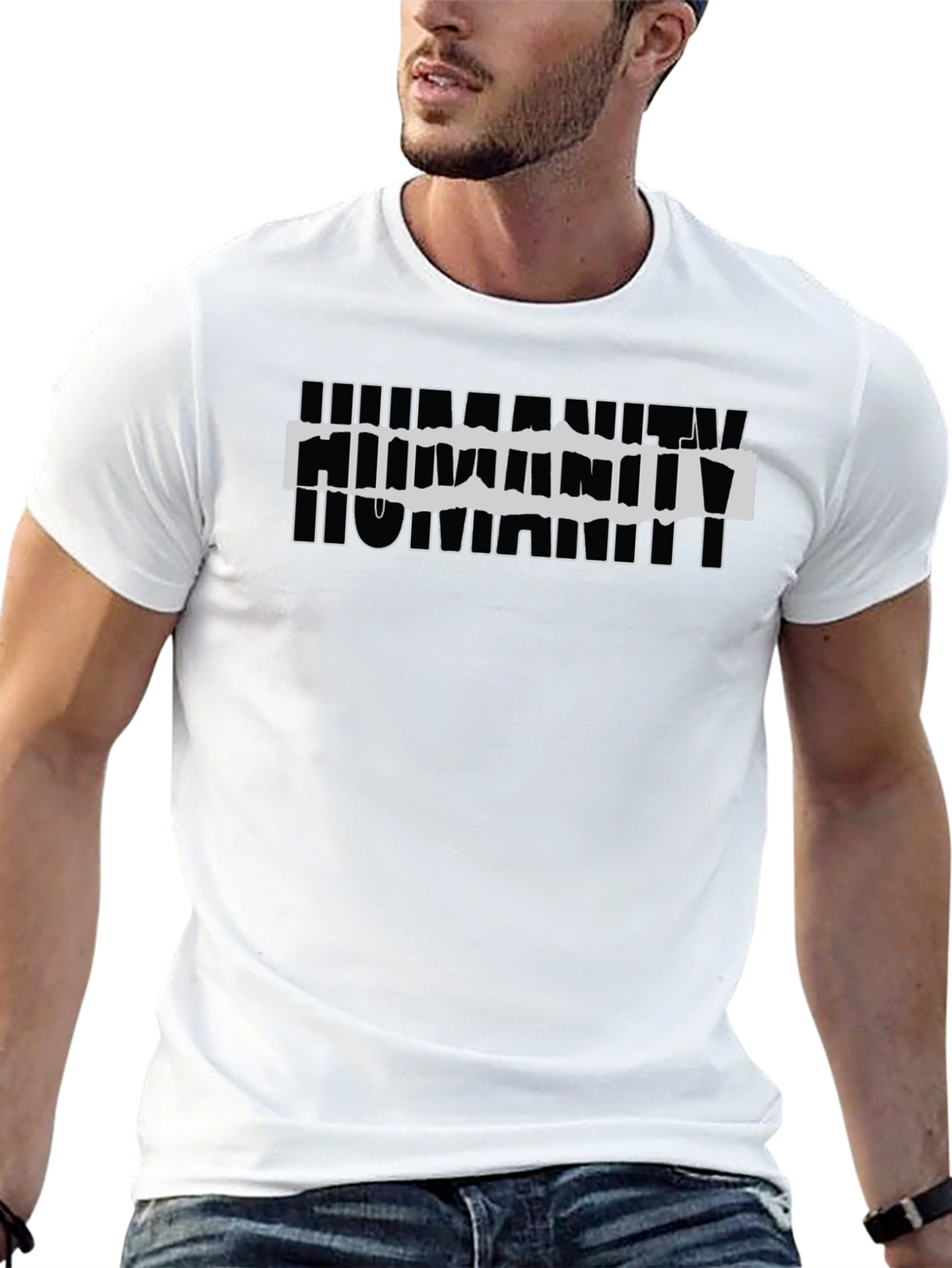 Humanity Graphic Print Black T-Shirt