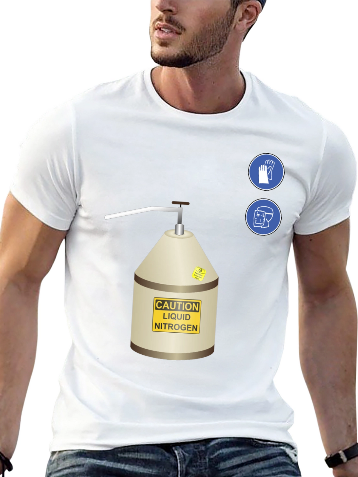 Caution Liquid Nitrogen Graphic T-Shirt - Safety First!