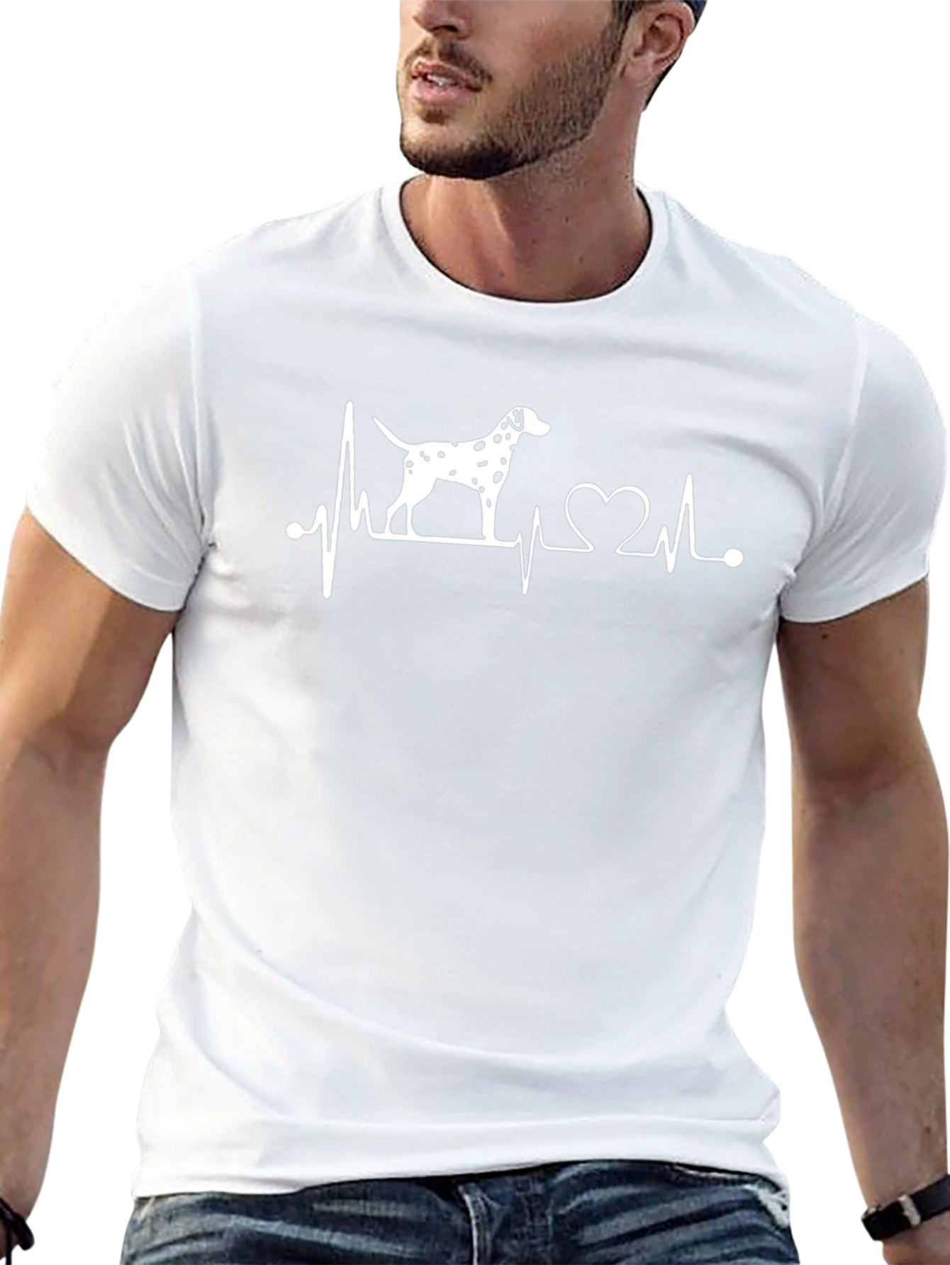 Dog Lover Heartbeat T-Shirt - Dalmatian Design