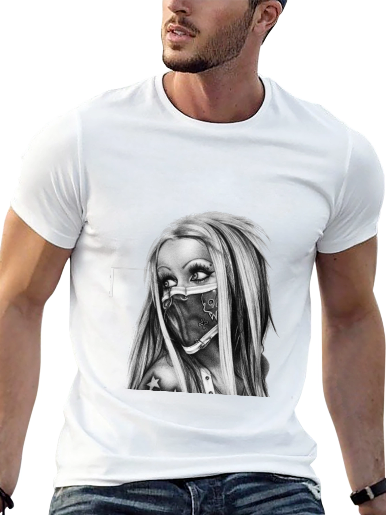Edgy Graphic Tee - Tattoo Art Style