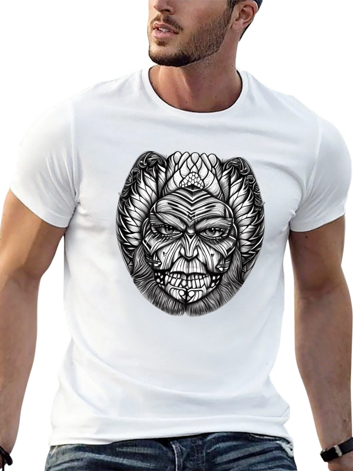 Unique Graphic Print Black T-Shirt