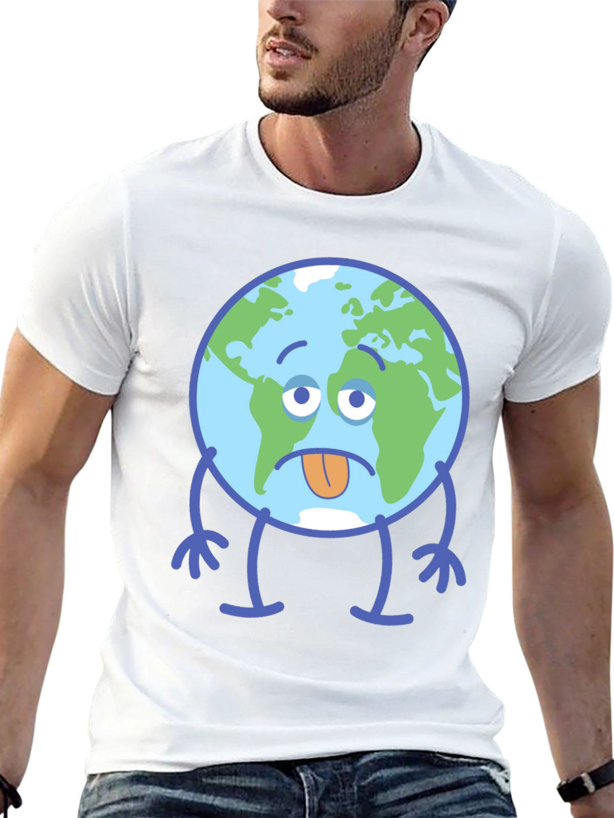 Sad Earth Graphic T-Shirt - Black