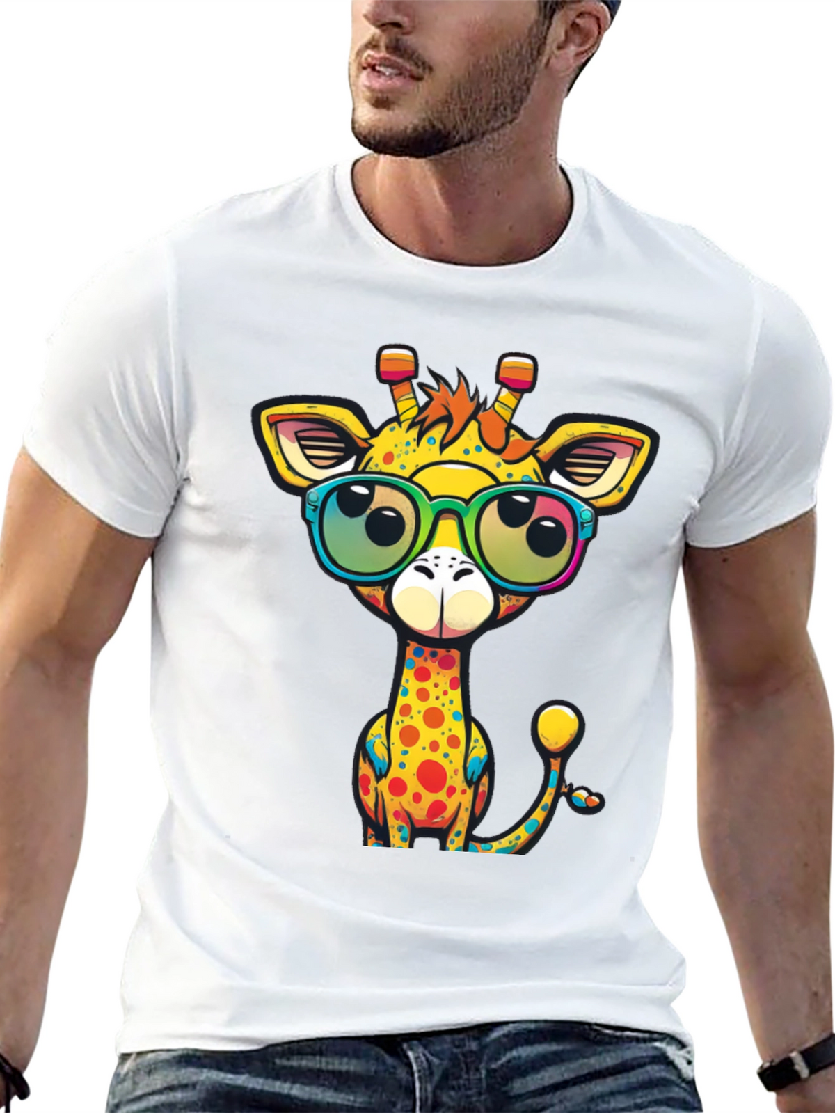 Cool Giraffe Graphic Tee - Black T-Shirt