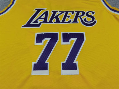 Men's Los Angeles Lakers Luka Doncic #77 Gold Swingman Jerseys - Icon Edition