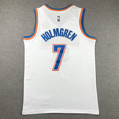 Men's Oklahoma City Thunder Chet Holmgren #7 White Swingman Jerseys - Association Edition