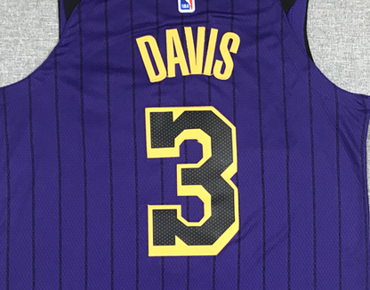 Men's Los Angeles Lakers Anthony Davis Purple #3 NBA Swingman Jerseys
