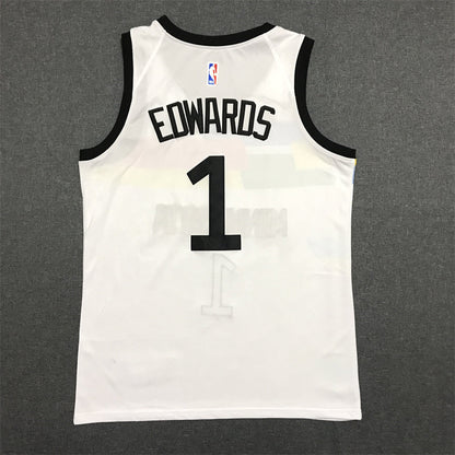 Men's Minnesota Timberwolves Anthony Edwards #1 White Swingman Jerseys - City Edition