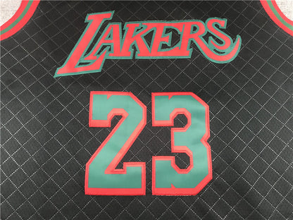 Men's Los Angeles Lakers LeBron James #23 Black Hardwood Classics Player Jerseys