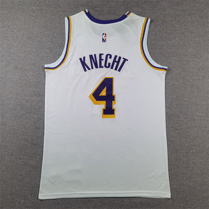Men's Los Angeles Lakers Dalton Knecht #4 White Swingman Jerseys - Association Edition