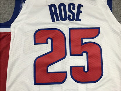 Men's Detroit Pistons Derrick Rose White 2021/22 Fast Break Replica Jerseys