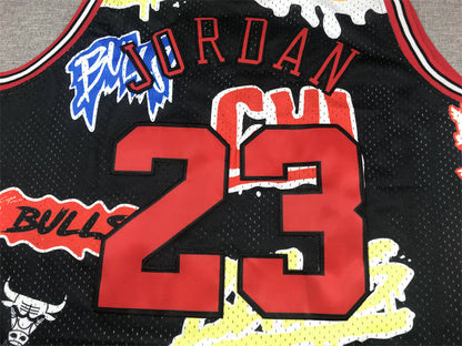 Men's Chicago Bulls Michael Jordan #23 Black Swingman Graffiti Edition Jerseys